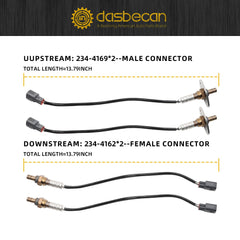 4Pcs Upstream and Downstream Oxygen O2 Sensor Compatible with Toyota Sequoia 2001-2004 Tundra 2000-2002 V8 4.7L 4WD Replaces 234-4169 234-4162