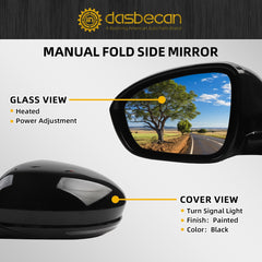 Driver side Mirror Compatible with 2019-2023 Nissan Altima Heated Turn Signal Manual Fold Power Adjustment Left Door Mirror 6PINS Black Replaces#96302-6CA0B NI1320312