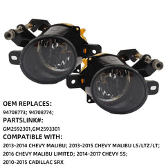 Front light Bumper Fog Lamps Compatible with Chevrolet Malibu 2013 2014 2015 Chevy Replace GM2592301 With Harness Wiring Switch with Bulbs 2592301 Pack of 2 Fog lights