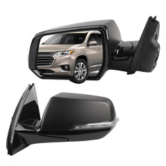 Side Rear View Mirror Compatible with 2018-2019 Chevy/Chevrolet Traverse LT Door Rearview Mirror Power Glass Blind Spot Turn Signal with HD Camera Driver Left 84498310(12pin) - Dasbecan