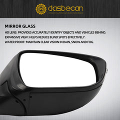 Passenger Right Side Door Mirror Compatible with 2014-2020 Nissan Rogue Heated Turn Signal Power HD Glass Black Painted Manual Folding # NI1321285 963014BA1A-PFM 7Pins