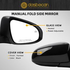 Right Passenger Side Mirror Compatible with Toyota Corolla 2014-2019 Power Glass Heated Paint to Match Door Mirror Assembly Replaces TO1321294 8791002F91C0 Black 5Pins