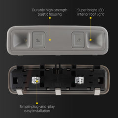 Rear Interior Dome Light Compatible with Chevrolet Silverado/Suburban/Tahoe/Volt GMC Sierra/Yukon Cadillac Escalade Roof Reading Lamp Replace 84398398 23155119 23487171 84407747(Gray)