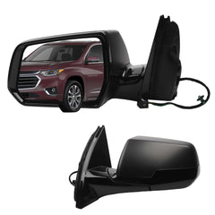 Left Driver Side Mirror Compatible with 2020-2021 Chevrolet Traverse Power Heated Manual Foldin Black Cover Replace Rear View Mirror 85535695 (5pin)