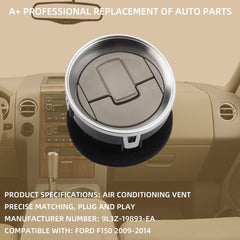 4pcs Silver Dashboard Air Conditioning AC Heater Vent Compatible with Ford F150 2009-2014 Replaces#CL3Z-19893-EA CL3Z19893EA
