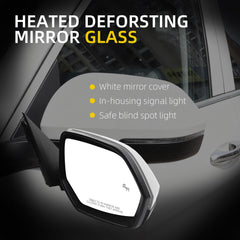 Right Passenger Side Mirror Compatible with 2018-2021 Volkswagen Atlas with Power Heated Glass, Manual Folding, Signal Light, Blind Spot Light, White Mirror Cover Replace# VW1321177 (8Pins)