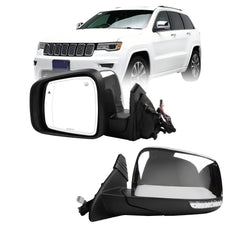 Left Driver Side Mirror Compatible with Jeep Grand Cherokee 2014-2021 WK 2022 Power Folding/Heated/Turn Signal/Memory/Blind Spot/Puddle Light Chrome Replaces# 5VB45AXRAB(18Pins)