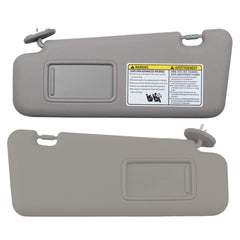Left Driver & Right Passenger Side Sun Visor with Light Compatible with Toyota Highlander 2008-2013 74320-48500-B0 74320-0E050-B0 (Gray)