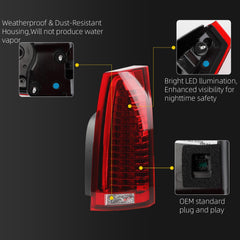 Tail Light Assembly Compatible with 2008-2014 Cadillac CTS LED Rear Lamp Taillight Right Passenger Side Replace# GM2801225 22806054