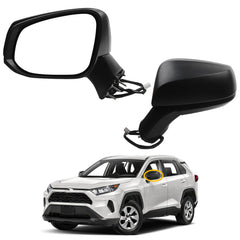 Left Side Mirror Compatible with 2019-2024 Toyota Rav4 Matte Black Driver Side Door w/Power Adjustment Mirror Manual Folding Replace#TO1320387 8794042E01(3Pins)