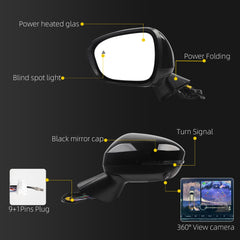 Driver Side Mirror Compatible with 2022-2024 Mitsubishi Outlander Left Door Mirror w/Power Folding, Turn Signal,Blind Spot Detestion,360° Camera and Heated Glass 7632F021(9+1Pins) - Dasbecan