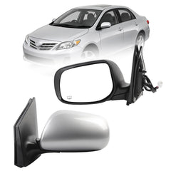 Left Driver Side Mirror Compatible With 2009-2013 Toyota Corolla With Power Glass Heated Manual Folding Door Mirror Silver Replace#8790902A81 TO1320247(5Pins)