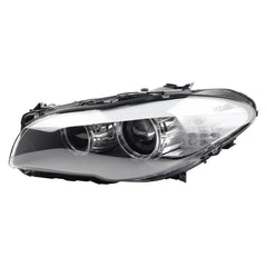 HID/Xenon W/O AFS Headlight Compatible With 2011-2013 BMW 5 Series 528i 535i 550i Left Driver Side Housing Chrome Clear Headlight Assembly Replaces# 63117203244