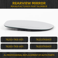 76203TK8A51 Right Passenger Side Rear View Mirror Glass with Plastic Holder Compatible with Honda Odyssey 2014 2015 2016 2017 Power Heated Mirror Replace# 76203-TK8-A51
