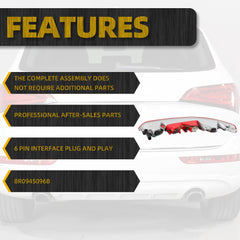 Right Passenger Side Rear Bumper Brake Tail Light Fog Lamp Compatible with 2009-2016 Audi Q5 Replaces# 8R0945096B