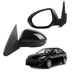 Left Driver Side View Mirror Compatible with Mazda 3 2010 2011 2012 2013 Door Mirror with Power Adjustment and Manual Folding Black Outside Mirror Replace# MA1320162 BBM26918ZL(3pins)