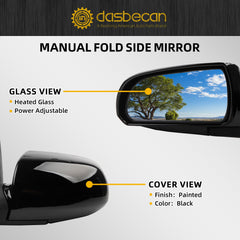 Driver Side Door Mirror Compatible with Hyundai Sonata 2006-2010 Power Glass Heated Right Rearview Mirror Replaces HY1320149 87610-0A000 87610-3K010-EB 5PINS-Black