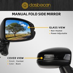 Passenger Side Mirror Compatible with 2015-2020 Honda Fit Right Mirror 3PINS Black Replaces H01321332