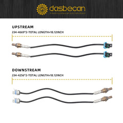 4Pcs Upstream and Downstream Oxygen O2 Sensor Compatible with Chevy Siilverado 2500 HD 2008-2012 3500 HD 2008-2014 GMC Sierra 2500 HD 3500 HD V8 6.0L Replaces 234-4669 234-4256