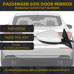 Right Passenger Side Mirror Compatible with Honda Accord LX Sport 1.5T 2018-2022 Power | Non-Heated | Paint to Match Repalces# HO1321328 76208-TVA-A02, Rear View Mirror (3Pins-White)