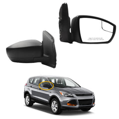 3Pins Passenger Right Side Mirror Assembly Compatible with 2013-2016 Ford Escape S With Power Adjustment Glass/Manual Folding/Blindspot Mirror Matte Black Cover Replace# FO1321434