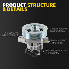 Power Steering Pump with Pulley with Reservoir Compatible with 2008-2012 Honda Accord L4 2.4L Replace 56100R40A03 56100R40P05 53701TA0A01