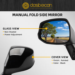 Left Driver Side Black Door Mirror Compatible with 2012 2013 2014 2015 Honda Civic Power Glass Manual Folding Replace# HO1320261, 76252TR0A01-PFM, 76258TR6C01-PFM,76251TR0A01ZD,76258TR3A01