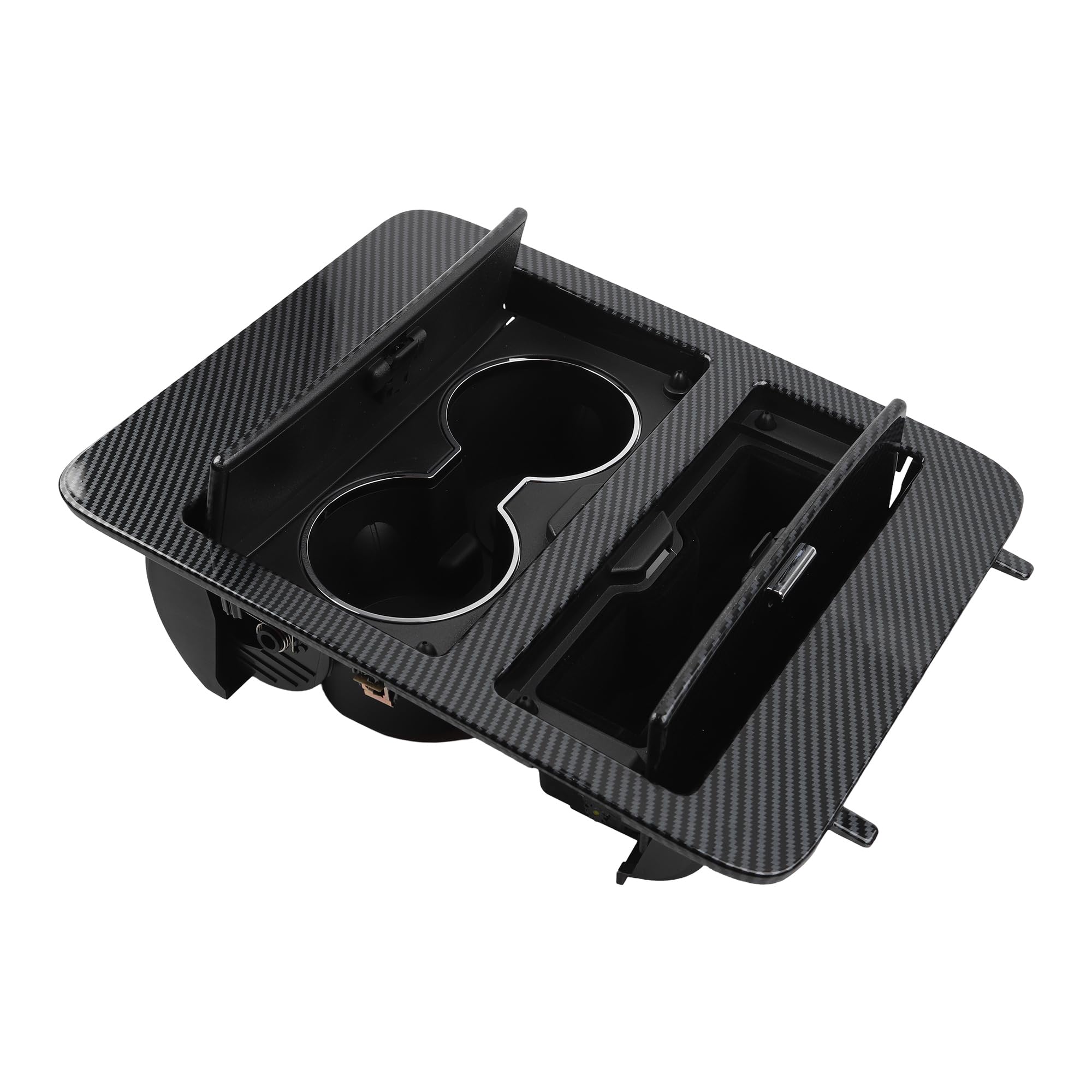 23164631 Console Cup Holder Storage Carbon Fiber Compatible with Yukon Sierra Tahoe Suburban Silverado Avalanche Cadillac Escalade 2007-2014 20919905 20951472 - Dasbecan