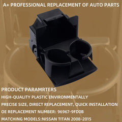 Dark Gray Rear Center Console Cup Holder Assembly Replacement Compatible with Nissan Titan 2004-2015 Replaces# 96967-7S001