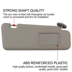 Front Right passenager Side Sun Visor with Light Compatible with Toyota Highlander 2008-2013 74320-0E050-B0 (Gray)