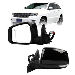 Left Driver Side Mirror Compatible with Jeep Grand Cherokee 2014-2021 WK 2022 Power Folding/Heated/Turn Signal/Memory/Blind Spot/Puddle Light Black Replaces# 5VB45AXRAB(18Pins)