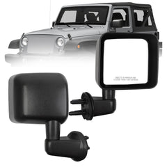 Right Passenger Side Mirror Compatible with 2007-2018 Jeep Wrangler JK Door Mirrors Manual Folding No-Disturtion Glass Replaces#CH1321271 68081250AA 55077966AB Textured Black Cover