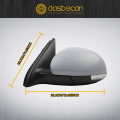 Left Side Door Mirror Compatible with 2009-2017 Volkswagen Tiguan Driver Side Mirror with Electric Heated Glass Turn Signal Manual Folding VW1320131 5N1857507P9B9 Unpainted Cover (6 Pins)
