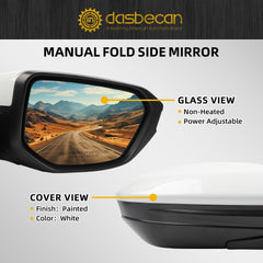 Right Passenger Side Door Mirror Assembly Compatible with Honda Civic 2016-2021 Power Glass Non-Heated Manual Folding Replaces HO1321283 White 3Pins (For US Built Models)