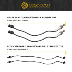 4Pcs Upstream and Downstream Oxygen O2 Sensor Compatible with Honda Accord Odyssey Pilot Ridgeline Acura TL TSX MDX ZDX 3.5L 3.7L V6 2008-2014 Replaces 234-4461 234-5098