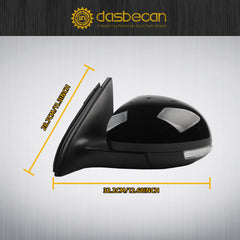 Left Driver Side Mirror Compatible with 2009-2017 Volkswagen Tiguan Side View Mirror with Electric Heated Glass Turn Signal Manual Folding VW1320131 5N1857507P9B9 Gloss Black Cover (6 Pins)