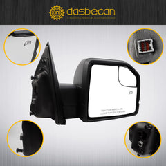 Side Mirror Assemble Compatible with Ford F150 2015 2016 2017 2018 Right Side FL3Z-17682-CB FL3Z-17682-BA FL3Z-17682-CA FL3Z-17682-CH RH 6 Pins