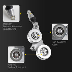 Engine Serpentine Drive Belt Tensioner for Honda Odyssey 2005-2010 for Accord 2008-2010, Honda Pilot 2006-2011 3.5L V6, Idler Pulley Kit, Replaces# 39092,49439,31170-R70-A01
