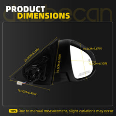 Driver Side Mirror Compatible With 2012 2013 2014 Toyota Camry Left Door Mirror with Manual Folding Power Heated Glass Replace#TO1320276 8790906411(5Pins) Black Cover