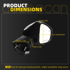 Passenger Side Mirror Compatible With 2021-2025 Toyota Sienna w/Manual Folding Power Glass Heated Blind Spot Black Right Door Mirror Replace#8791508040 TO1321426(6Pins)