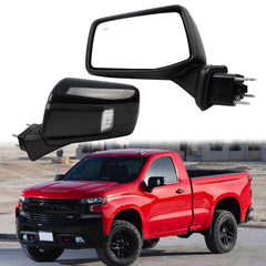 Left Driver Side Mirror Compatible with 2019-2024 Chevy Silverado 1500 With Power Glass/Manual Folding/LED Turn signal/Heated/Blind Spot Black Replace#GM1320680 (7Pins)