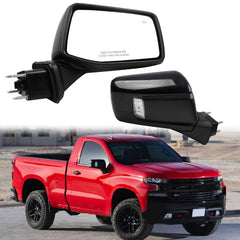 Right Passenger Side Mirror Compatible with 2019-2024 Chevy Silverado 1500 With Power Glass/Temperature Sensor/LED Turn signal/Heated/Blind Spot Black Replace#GM1321586 (9Pins)