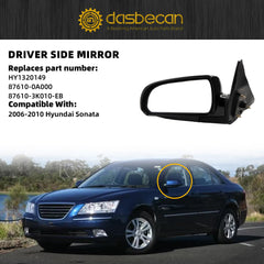 Driver Side Door Mirror Compatible with Hyundai Sonata 2006-2010 Power Glass Heated Right Rearview Mirror Replaces HY1320149 87610-0A000 87610-3K010-EB 5PINS-Black