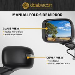 Left Driver Side Mirror Compatible with 2015-2023 Jeep Renegade Heated Manual Fold Power Glass With Signal Light Door Mirror Replaces#CH1320445 (7Pins)
