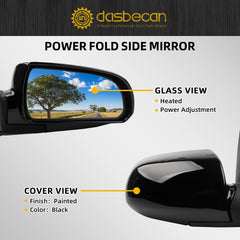 Passenger Side Door Mirror Compatible with Hyundai Sonata 2006-2010 Power Glass Heated Right Rearview Mirror Replace HY1321149 87620-0A000 87620-3K010-EB 5PINS-Black