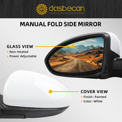 Left Driver Side Mirror Assembly Compatible with 2011-2016 Chevrolet Chevy Cruze Limited Non-Heated Power Glass Manual Folding Rear View Mirror White 3Pins GM1320420