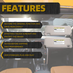 Gray Pair Sun Visor Compatible with 2005-2010 Toyota Scion TC Replaces# 74320-21210-B2 74320-21210-B3
