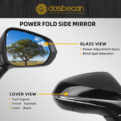 Passenger Side Mirror Compatible with Lexus NX200t NX300 NX300h 2018-2021 with Power Folding Adjustment Glass Heated Memory Signal Light Blind Spot Detection BSD Replaces 8791078042 13Pins