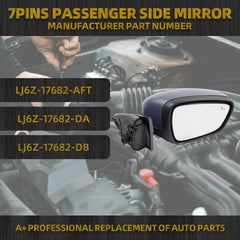 Passenger Side Mirror Compatible with Ford Escape 2020 2021 2022 2023 Power Glass Heated with Blind Spot Dectection Right Door Mirror Assembly Primed 7Pins Replaces LJ6Z-17682-AFT