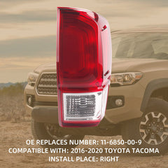 Red Tail Light Right Lamp Compatible with Toyota Tacoma 2016 2017 2018 2019 Taillamp Assembly Passenger Side Taillight Replace 81550-04170 8155004170